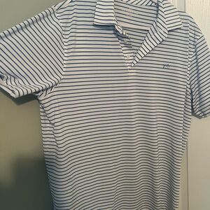 Southern Tide Blue and White Striped Polo Shirt